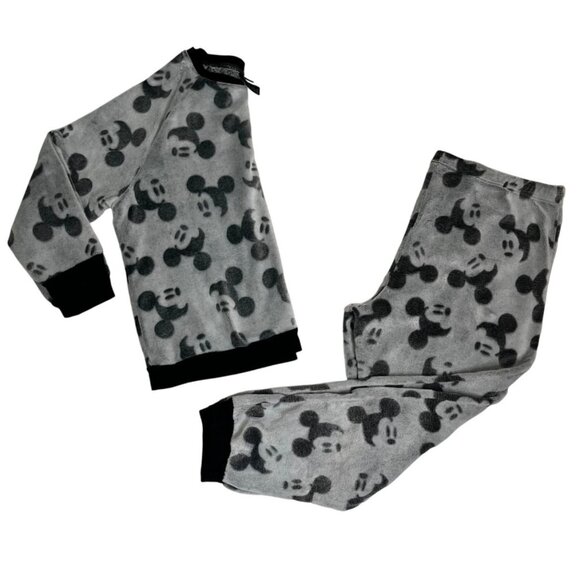 Disney fleece pajamas gray mickey mouse soft long sleeve pullover joggers XXL - Picture 9 of 11